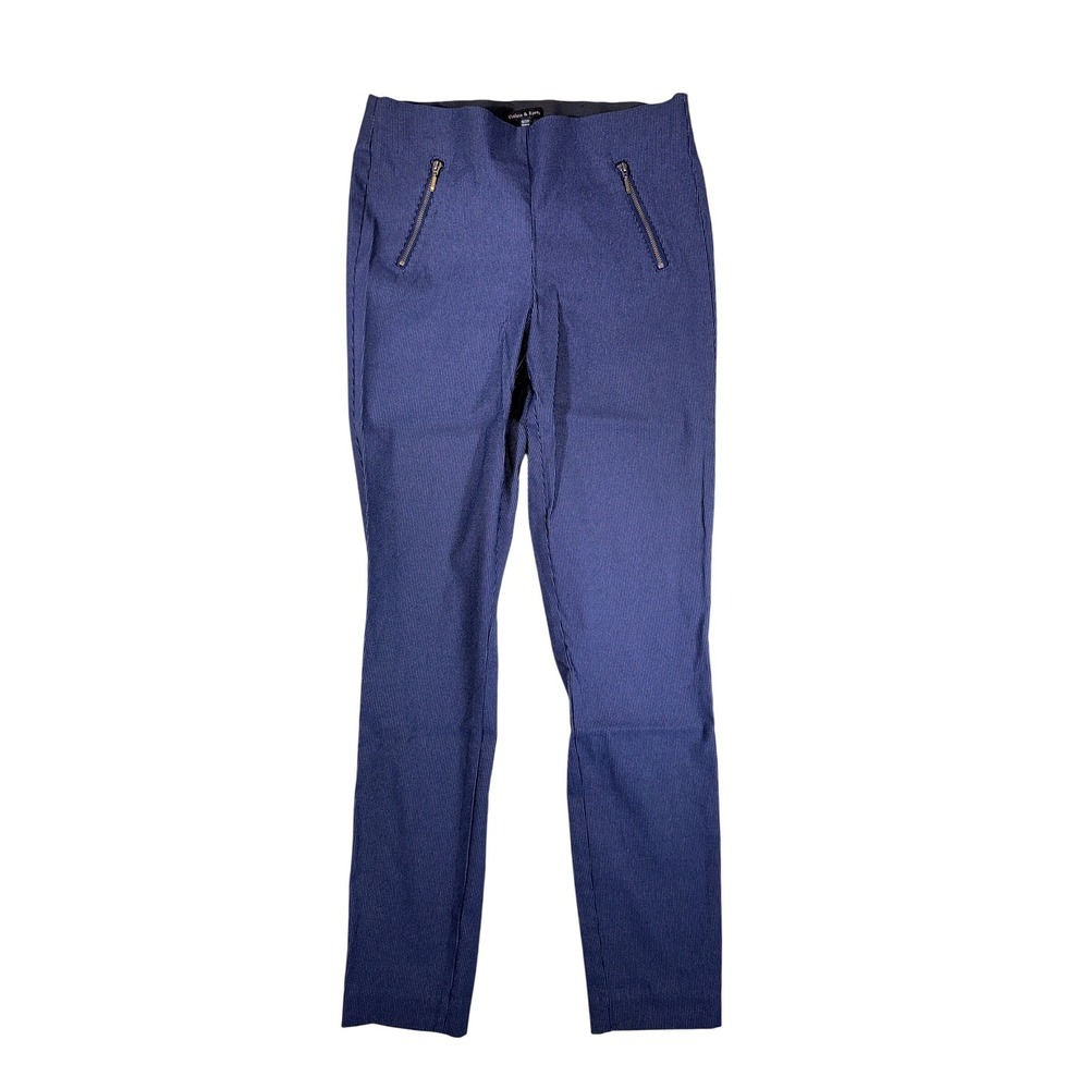 Violets & Rose Blue Pinstripe Zipper Pocket Stretch Pants Women's Size 8/29